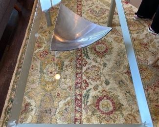 Danish metal frame coffee table. Glass top 