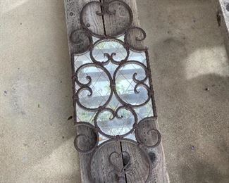 Outdoor iron wall decor with mirror