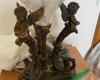 Decorative brass and glass lamp