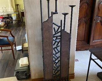 Iron candlesticks artwork statue made in Mexico signed IBARRA