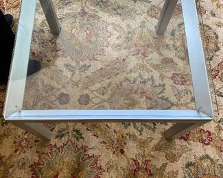 Danish glass top metal frame side table