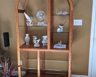 Wood and glass etagere
