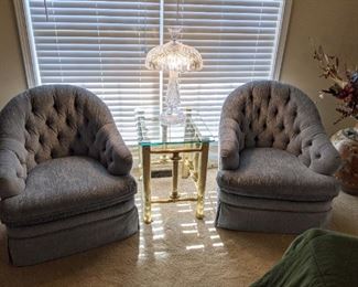 Upholstered club chairs