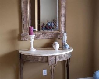 Marble topped demilune table