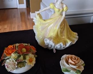 Royal Doulton "Ninette", and flower bouquets