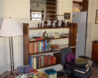 bookcase and office chair