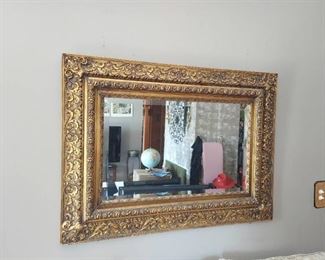 Beveled Edge Mirror in Ornate Gold Frame
