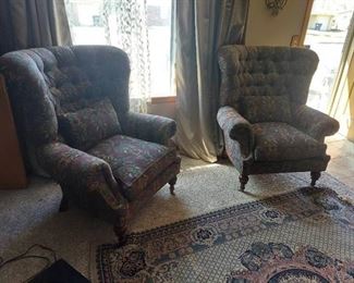 2 High Back Chairs with Pillows