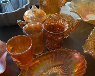 More Carnival Glass/ Iris and Herringbone Creamer and Sugar