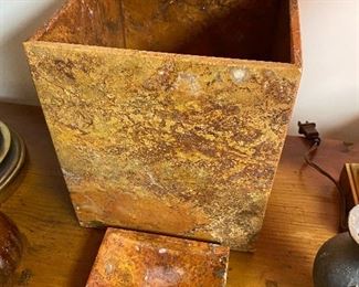 Vintage Frenchtex Marble Waste Basket