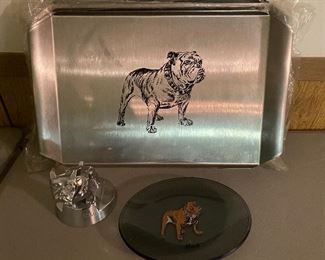 Mack Bulldog Paperweight, Tray and Ashtray