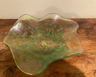 Signed hand blown glass bowl