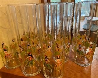 Vintage Libby Hawaiian hula dancer glasses