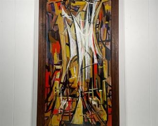 M. VALIANTE (20th Century) | abstract composition, oil on masonite, signed lower left; h. 48 x w. 24 in., h. 52 x w. 28 (framed) 