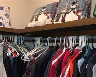 Men’s clothing, larger sizes, tons of shorts with tags still on them size 44 and some 46’s, tons of t-shirts 2 and 3x, lots of sport jackets and dress jackets 44’s and 46’s!