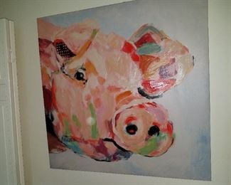 pig painting, oil on canvas