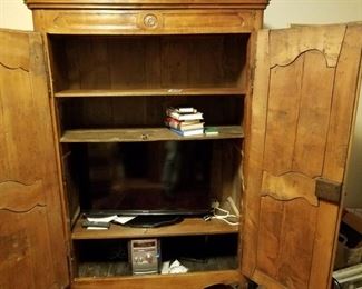 antique French armoire, shelf added for TV (easily removed), early 1800's