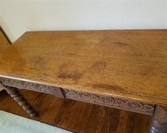 antique 2 drawer table