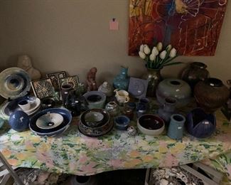 Table full of pottery