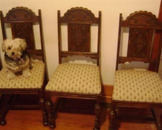 SET OF (6) OAK 1930'S CHAIR--HAS ONE ARM CHAIR
