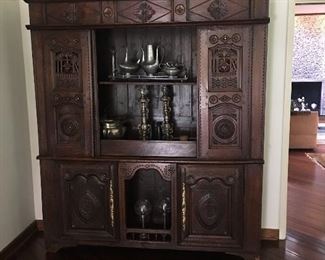 French "Sacristo" Cabinet Circa 1830-50 Beautifully carved with sliding doors