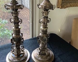 Sterling Candlesticks, Solid and very ornate! 
