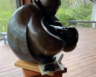 'Grandma" Bronze by Fritz White, Stunning on swivel Pedestal