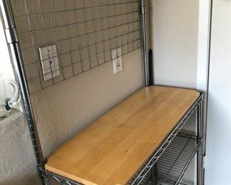 Wire Rack with wood tabletop
