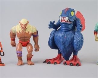 1 Grouping of Thundercats Figures A grouping of four Thundercats action figures, including three Thundercat characters and one large figure known as "Astralmoat", a rare piece. All good condition with some cosmetic loss. Astralmoat is missing a wing.