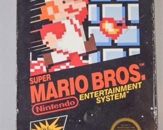 37	Super Mario Brothers NES Game in Box	A Super Mario Bros Game Pak in the box. Box has been opened. Good condition with obvious wear and use. Game has not been tested.
