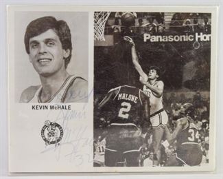 310	Kevin McHale Signature Photograph	A signed photograph of Boston Celtics player Kevin McHale with number and statistics. Good condition. 10" L x 8" H
