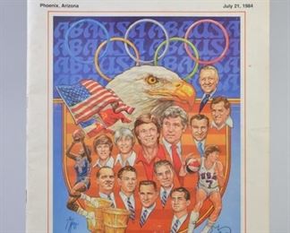 313	1984 USA Olympic Team vs NBA All Stars Program	A program from the 1984 USA Olympic Team vs NBA All Stars, containing information and statistics. Very good condition. 8.5" L x 11" H
