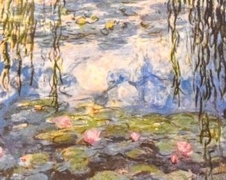 319	Water Lilies by Claude Monet Print	A reproduction print of Lilypads by Claude Monet (French, 1840-1926). Framed: 31.75" L x 21.5" H Painting: 19" x 13"
