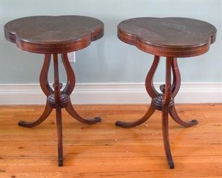 353	Pair of Clover Tables	A pair of mahogany clover leaf tables, both in very good condition. Each measures 20.5" L x 20.5" W x 26" H.
