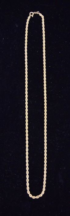 362	14 Karat Gold Chain	A 14 karat gold chain, weighing in at 9.9 grams. Good condition. 20.5" L
