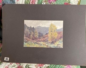PRICE:$50 In the Gloaming - Borrowdale by J E ORD 1915 7"X10" WATERCOLOR