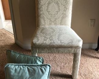 Brocade Parsons Chair in Ivory