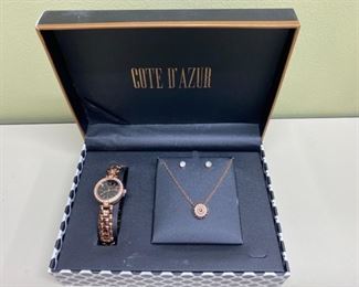 Cote DAzur Watch, Necklace, and Earrings Set