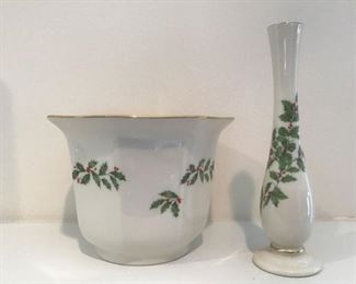 Lenox Pot and Bud Vase
