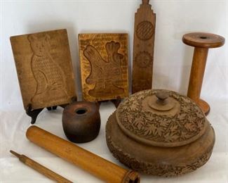 Wood Butter Molds and Wooden Bobbin