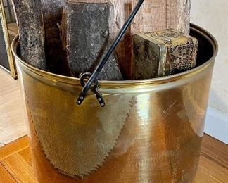 Large brass bucket with handle