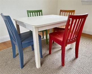 Kids table & 4 colored chairs