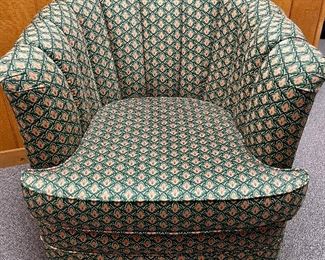 Green print swivel channel back chair by Expressions