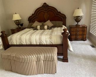King Bed with mattress $950
Century Nightstands $385 each 
Lamps SOLD