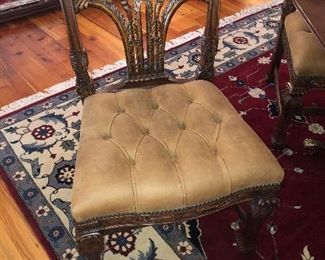 6 Theodore Alexander carved chippendale dining chairs