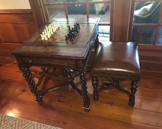 Rare Theodore game table with 2 matching  Greenwood stools
