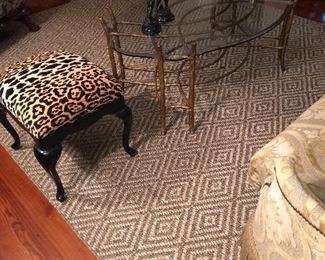 Sisal Hemp 12 x9 rug. Leopard bench in picture is not for sale,