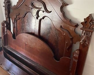 Victorian Bed with Wood Side Rails ...Showy & Great Shape