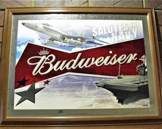 Vintage Budweiser Salutes Navy Mirror 