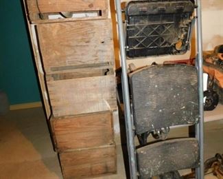 Vintage Crates & Step Ladder